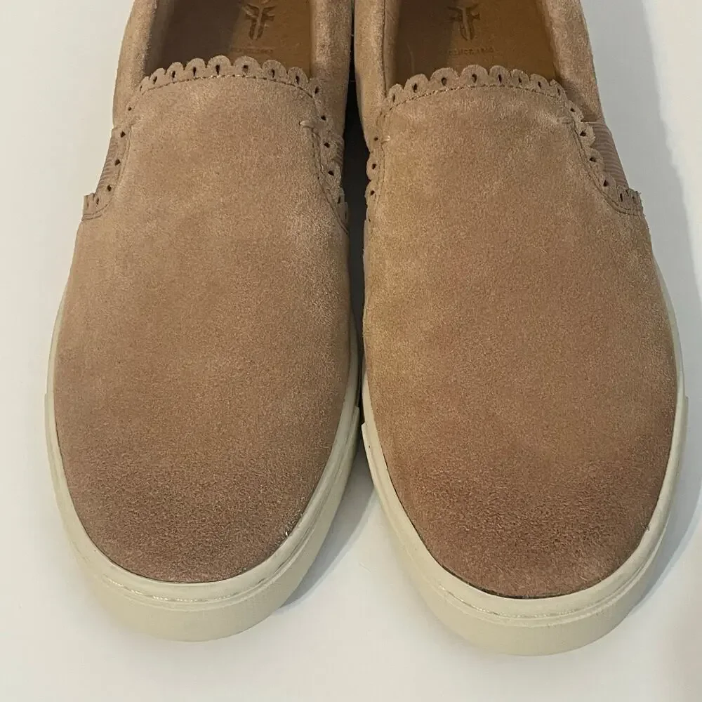 Frye Women’s Ivy Scallop Suede Slip On Sneakers Pale Blush Size 6.5